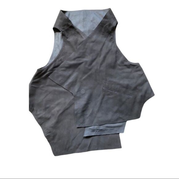 Papucei Women’s Leather Vest Black Asymmetrical OS - Picture 9 of 13
